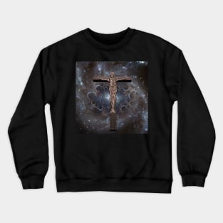 Crucified cyborg in space Crewneck Sweatshirt